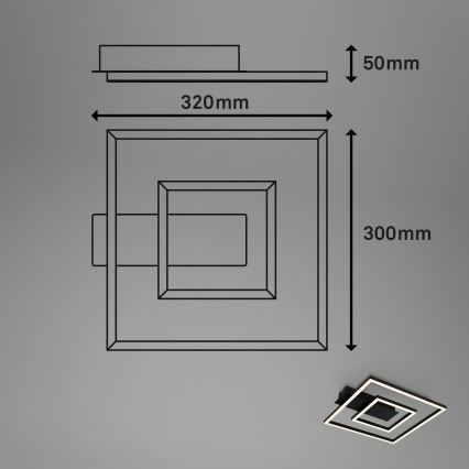 Briloner - Plafonnier LED FRAME, 22 W, 230 V, 3000 K, 30 x 32 cm, noir