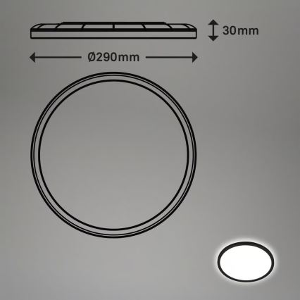 Briloner - Plafonnier LED pour salle de bains MOVE avec capteur de mouvement, LED/18W/230V, IP44, Ø 29 cm, noir
