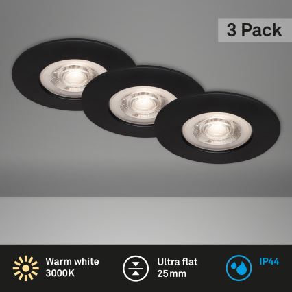 Briloner - SET 3x Hangende LED Badkamer plafond verlichting LED/4,9W/230V IP44 zwart