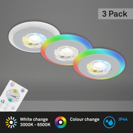 Briloner - SET 3x LED RGBW Dimbare en hangende badkamer verlichting LED/5W/230V 3000-6500K IP44 + afstandsbediening