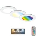 Briloner - SET 3x RGBW LED dimbare badkamer inbouwspot LED/4,8W/230V 3000-6500K IP65 + afstandsbediening