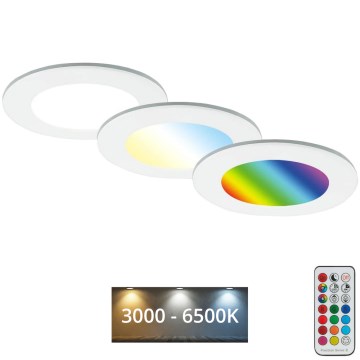 Briloner - SET 3x RGBW LED dimbare badkamer inbouwspot LED/4,8W/230V 3000-6500K IP65 + afstandsbediening