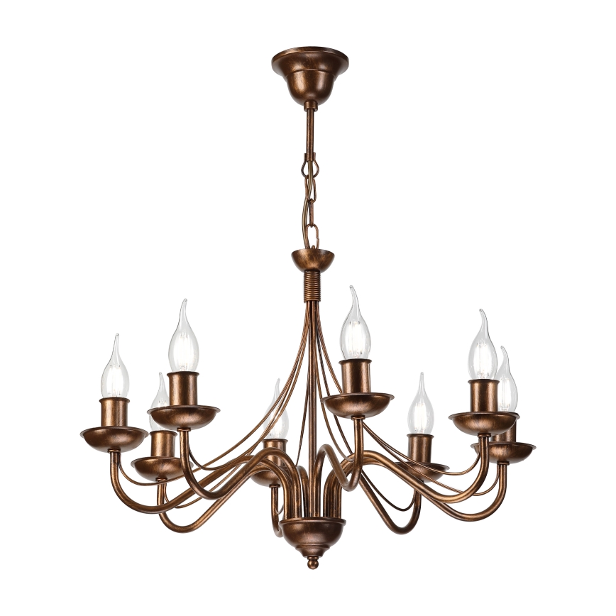 Bronzen kroonluchter aan ketting ANTON 8xE14/60W/230V