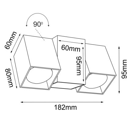 Brosline - Wandspot 2xGU10/10W/230V zwart