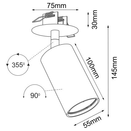 Brosline - Spot encastrable 1xGU10/10W/230V noir
