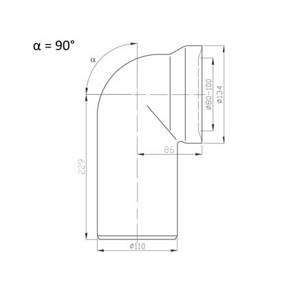 Bruckner - 90° toiletpotaansluiting 11 cm wit