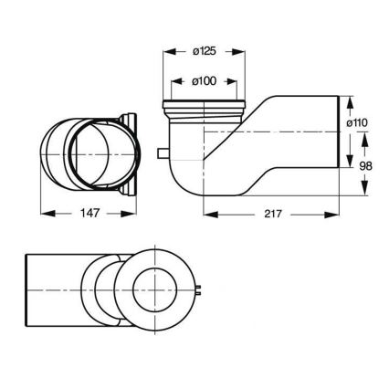 Bruckner - 90° toiletpotaansluiting Offset 11 cm wit