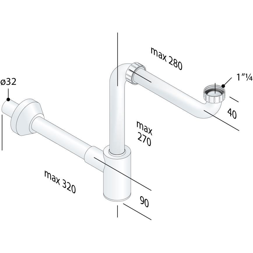 Bruckner - Bekkensifon meubilair CRONO DN32 wit