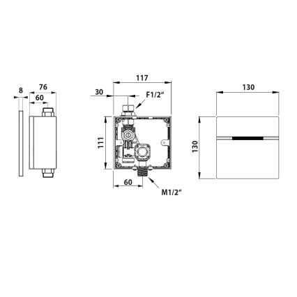 Bruckner - Chasse d'eau d'urinoir à détecteur 6V DC/4xAA acier inoxydable