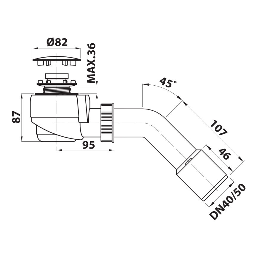 Bruckner - Douchebak sifon DN40/50 wit/gepolijst roestvrij
