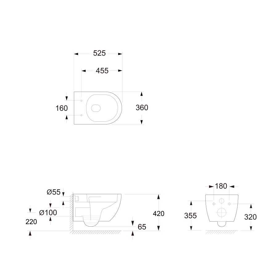 Bruckner - Hangend toilet Vortex Rimless FULDA keramiek/wit