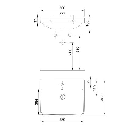 Bruckner - Inbouw wastafel NERON 60x48 cm wit