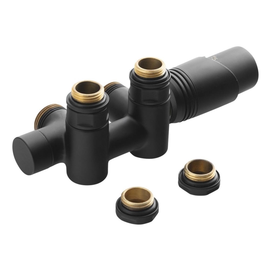 Bruckner - Lot de raccordement thermostatique pour raccordement central WICHER COMBI mat noir