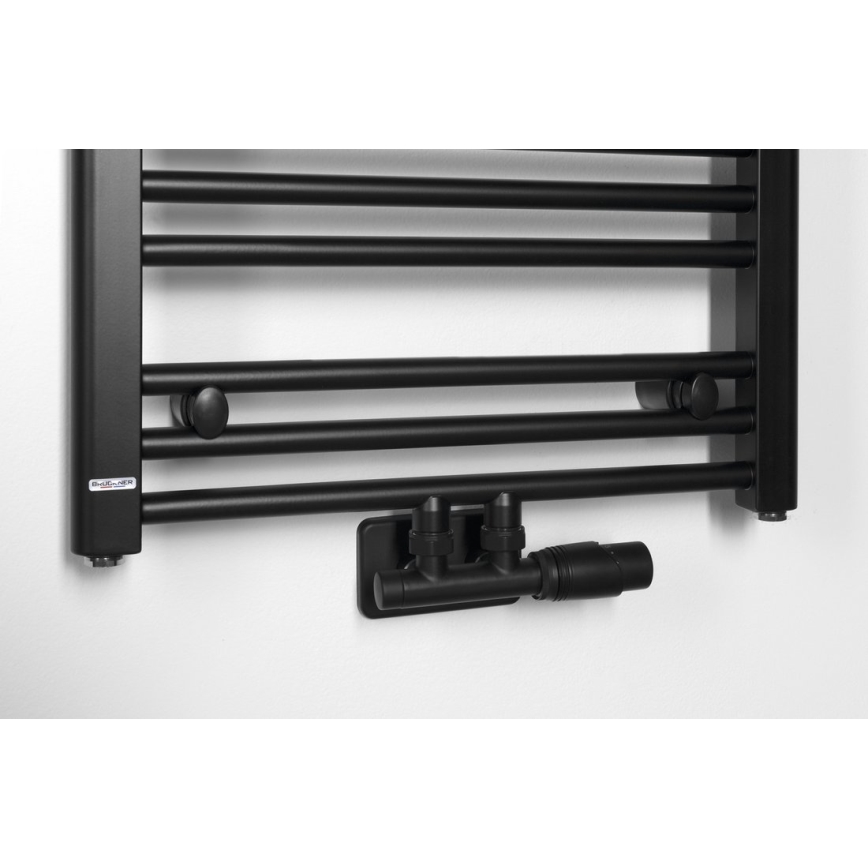 Bruckner - Lot de raccordement thermostatique pour raccordement central WICHER mat noir