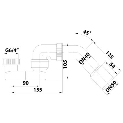 Bruckner - Sifon met wartelmoer en hoekbocht DN40/50 wit