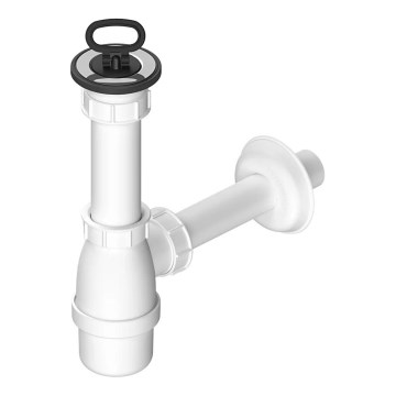 Bruckner - Siphon de lavabo avec siphon DN40 blanc/acier inoxydable