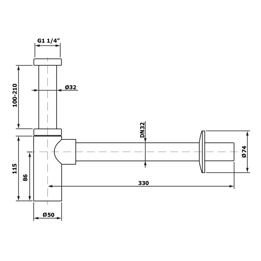 Bruckner - Siphon d'évier rond DN32 chrome brillant