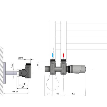 Bruckner - Thermostatische aansluitset voor centrale aansluiting WICHER COMBI wit