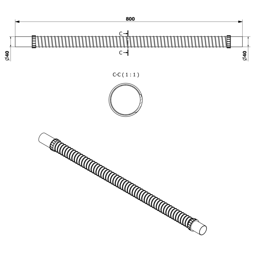 Bruckner - Tuyau de raccordement flexible 80 cm blanc