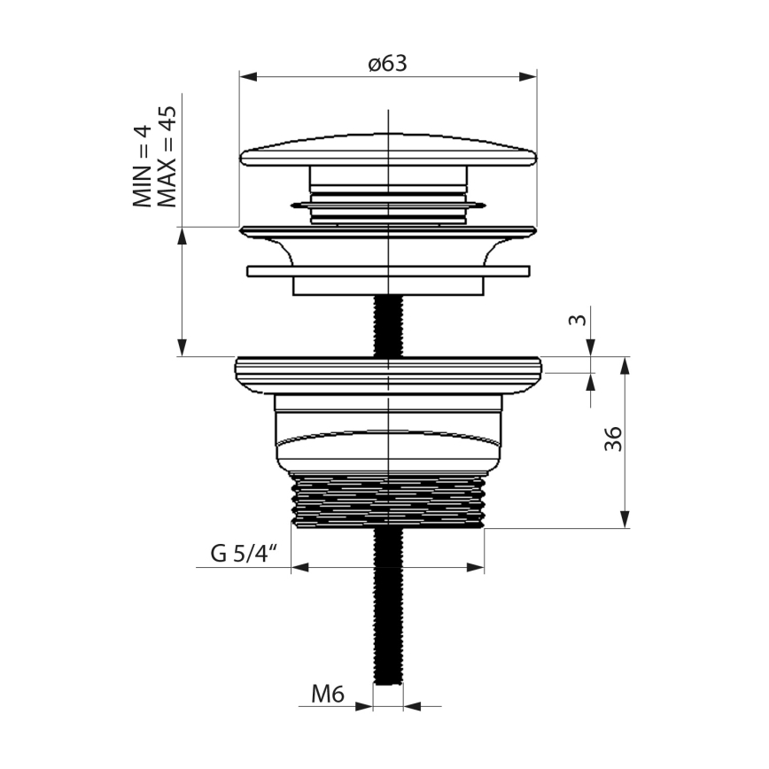Bruckner - Wastafel afva CLICK-CLACK diameter 6,3 cm roestvrij