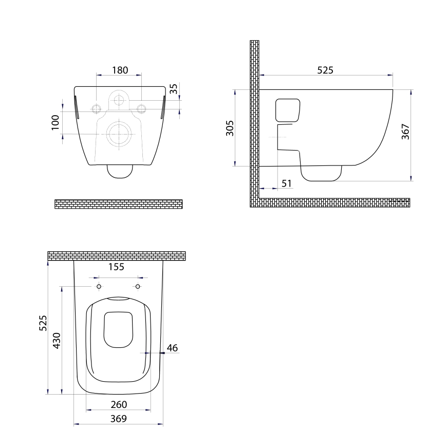 Bruckner - WC suspendu Rimless WALTER céramique/blanc