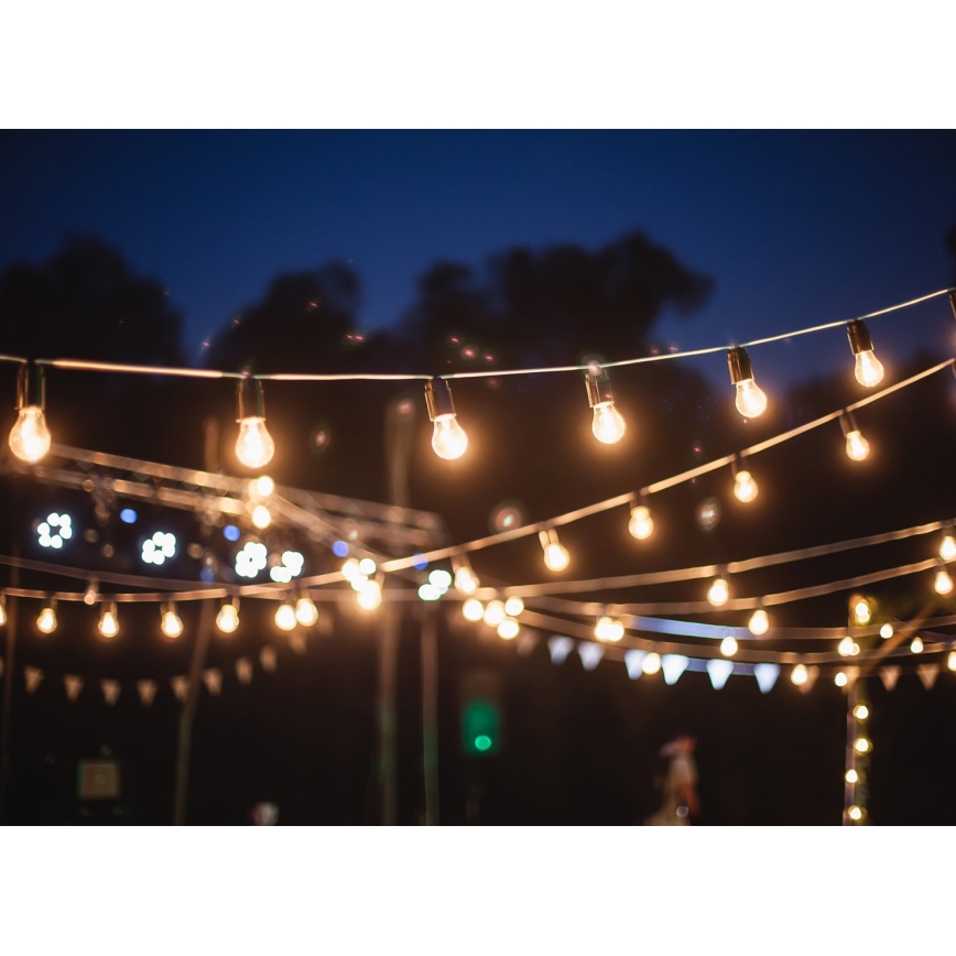 Buiten decoratieve lichtslinger GIRLANDA 22 m 20xE27/15W/230V IP44