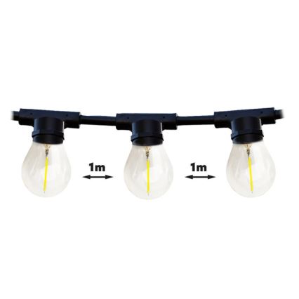 Buiten decoratieve lichtsnoer MIMOSA 20xE27/1,3W/230V IP44 20m