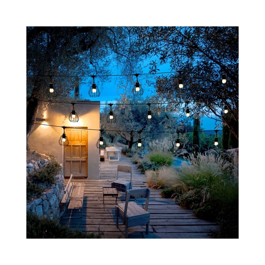 Buiten decoratieve lichtslinger CRETE 20xE27/230V 25m IP44