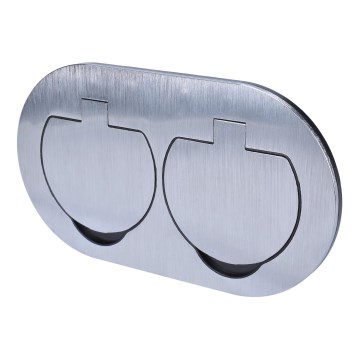 Buiten inbouw vloer double socket IP55 rond