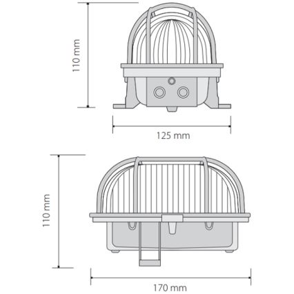 Buiten plafondlamp OVAL 1xE27/60W/230V IP44