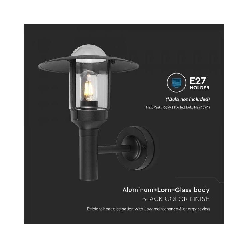 Buiten wandlamp 1xE27/60W/230V IP44 zwart