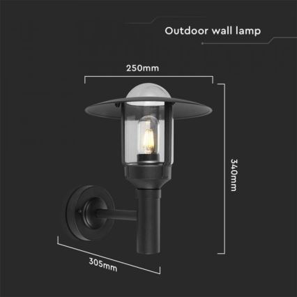 Buiten wandlamp 1xE27/60W/230V IP44 zwart