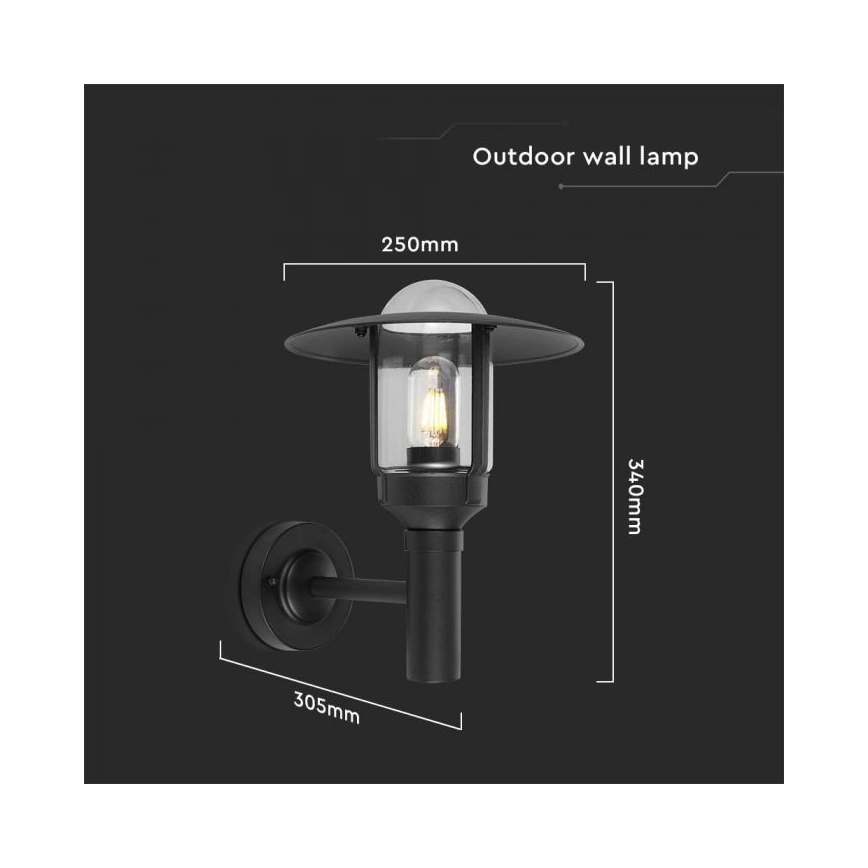 Buiten wandlamp 1xE27/60W/230V IP44 zwart