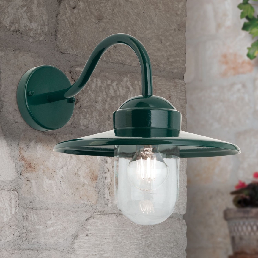 Buiten wandlamp EDWARD 1xE27/60W/230V IP44 groen