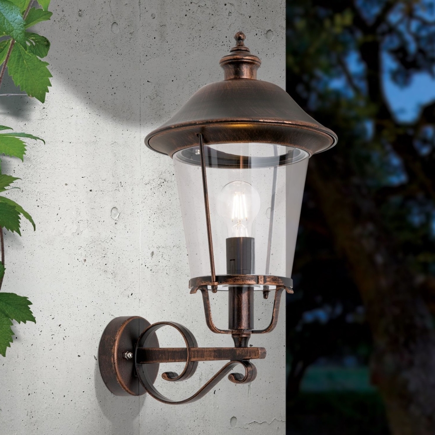 Buiten wandlamp KENZO 1xE27/100W/230V IP44 brons/patina