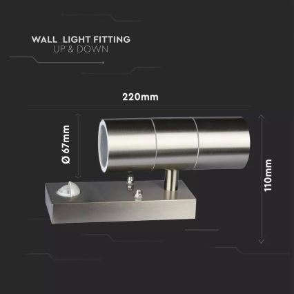 Buiten wandlamp met sensor 2x GU10 / 35W / 230V IP44