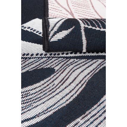 Buitenkleed JUNGLE 160x220 cm zwart/wit/bladmotief