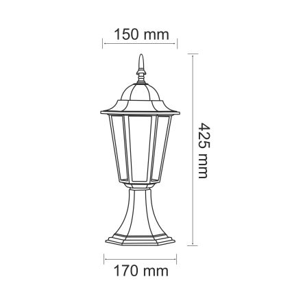 Buitenlamp 1xE27/20W/230V IP43 42,5 cm patina