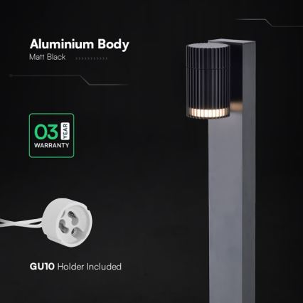 Buitenlamp 1xGU10/10W/230V IP44 50 cm zwart