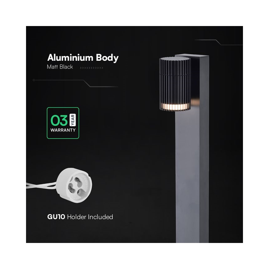 Buitenlamp 1xGU10/10W/230V IP44 80 cm zwart
