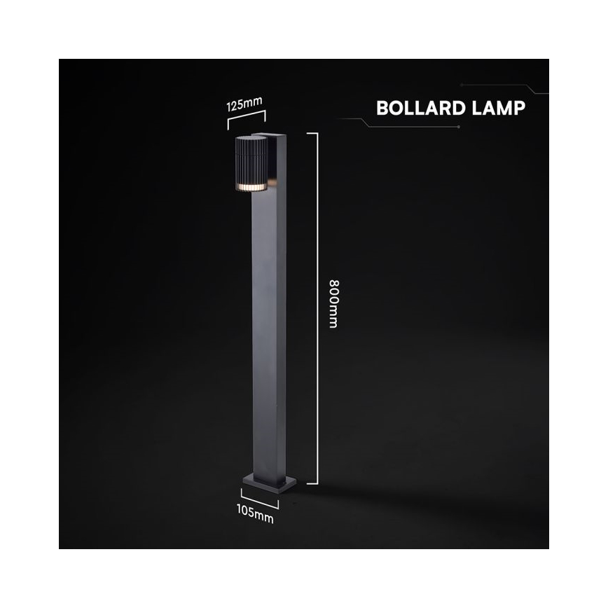 Buitenlamp 1xGU10/10W/230V IP44 80 cm zwart