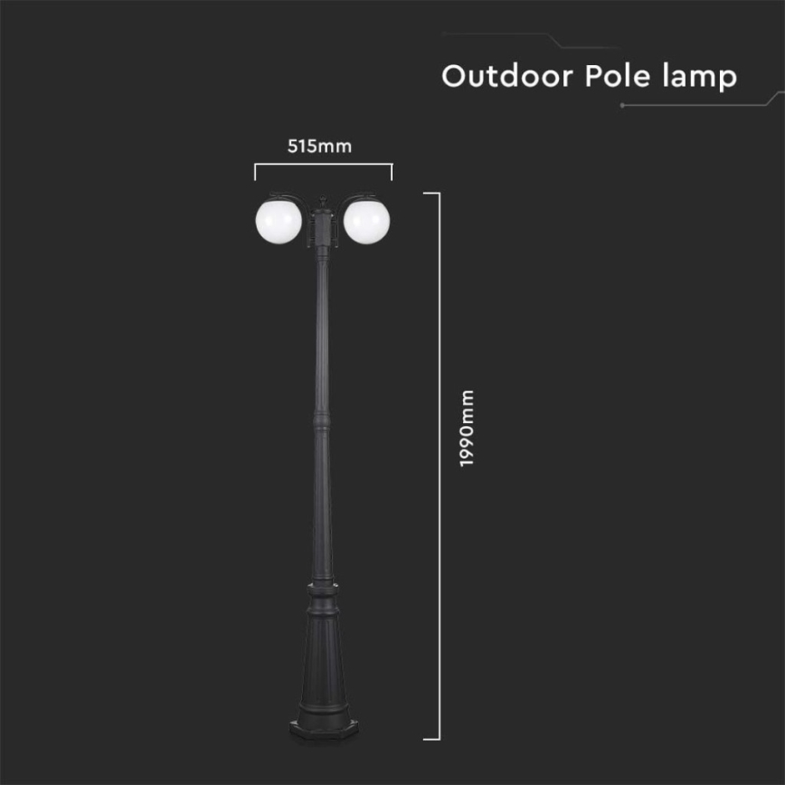 Buitenlamp 2xE27/60W/230V IP44 199 cm zwart