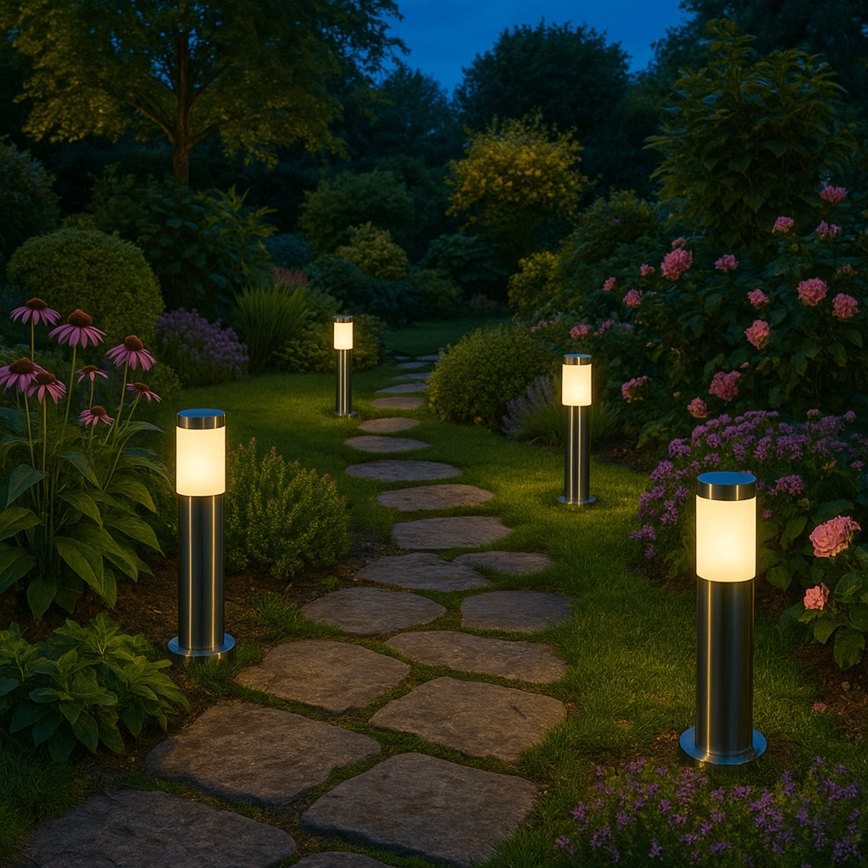 Buitenlamp BROOKLYN 1xE27/60W/230V 45 cm IP44 mat chroom