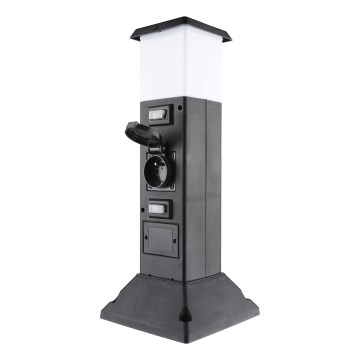 Buitenlamp met 2 stopcontacten 1xE14/15W/230V IP44 zwart