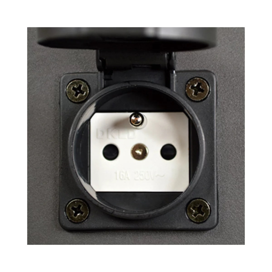 Buitenlamp met stopcontact NEW YORK 1xE27/12W/230V IP44 44 cm antraciet