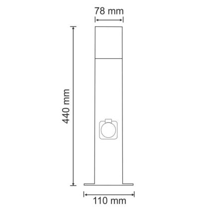 Buitenlamp met stopcontact NEW YORK 1xE27/12W/230V IP44 44 cm antraciet