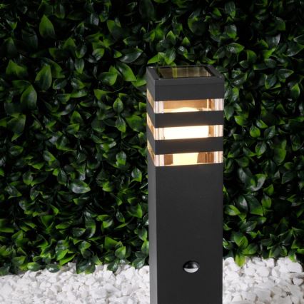 Buitenlamp met sensor TEKSAS 1xE27/12W/230V IP44 44 cm antraciet