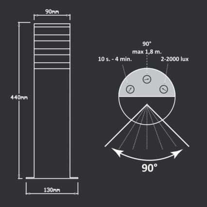 Buitenlamp met sensor TEKSAS 1xE27/12W/230V IP44 44 cm antraciet