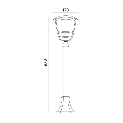 Buitenlamp TEVIO 1xE27/60W/230V IP54 97 cm zwart
