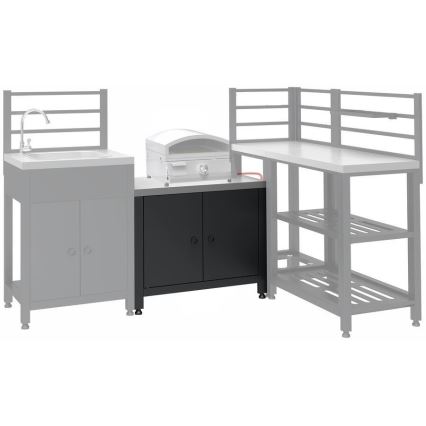 Buitenmodule: onderkast voor barbecue 80x47x69 cm, zwart/roestvrij staal